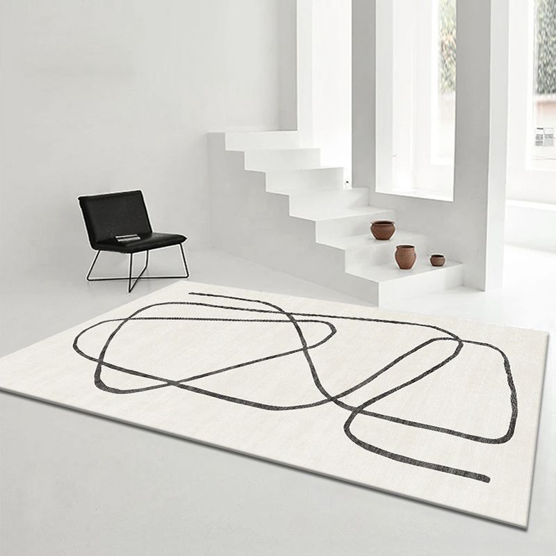 Apricot Modern Rug Blended Line Rug Non-Slip Backing Rug for Drawing Room