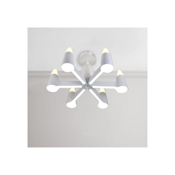 White Conical Hanging Lamp Kit Nordic 3/6/8 Lights Metal Chandelier Pendant Light for Living Room