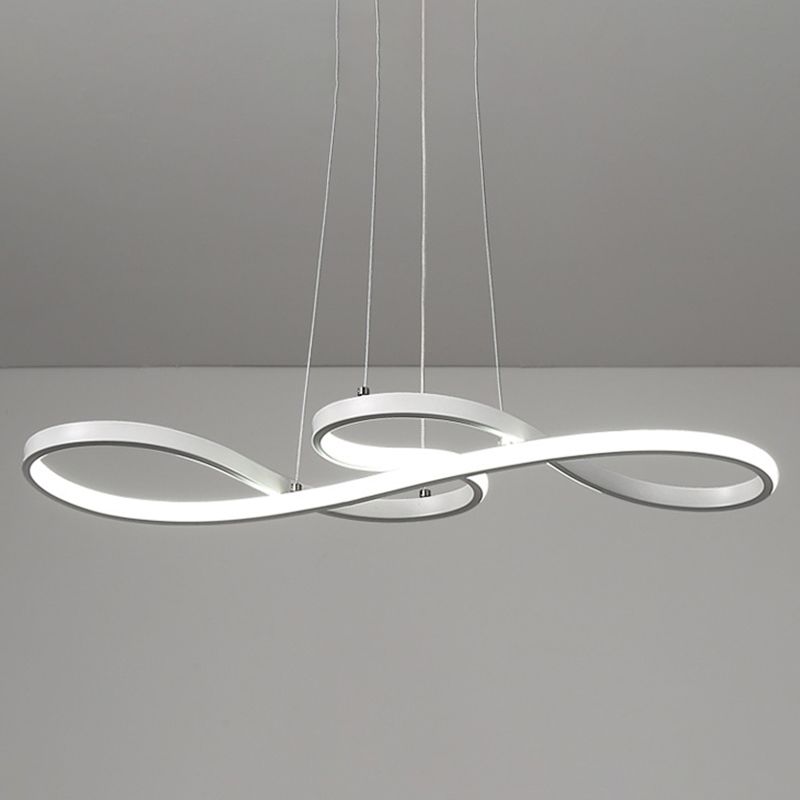 Contemporary Style Minimalist LED Line Light Lightweight Aluminum Hanging Light Fixture for Living Room
