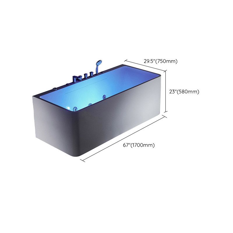 Modern Acrylic Rectangular Bath Tub White Whirlpool Freestanding Bathtub