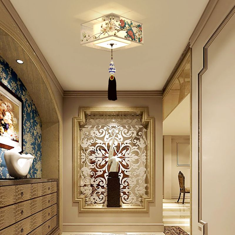 Plafonnier encastré en tissu de style chinois pour salon