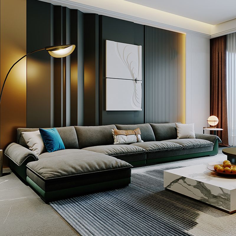 Contemporary Stationary Fabric Living Room Flared Arm Pillows Seating