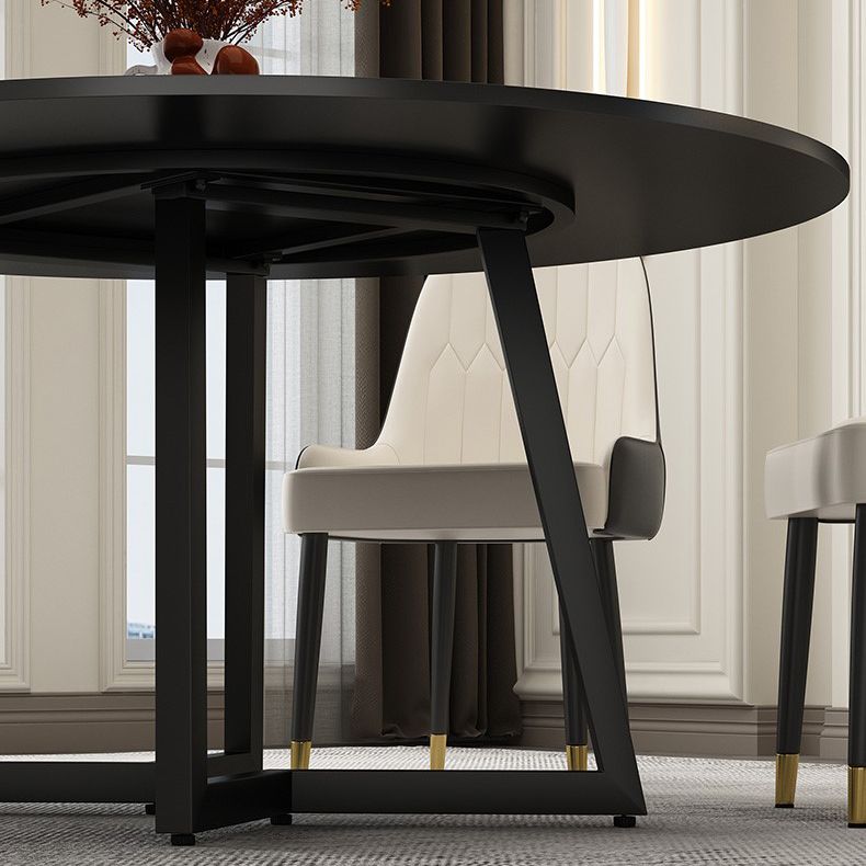Round Double Pedestal Table Simplicity Style Dining Site Table with Turntable