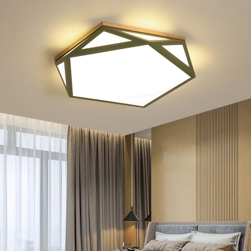 Plafonnier Hexagonal à 1 lumière, éclairage de plafond moderne en métal de Style Macaron pour chambre à coucher