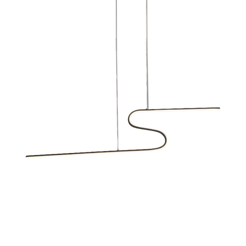 Extended S-Shape Island Pendant Modernism Metal Black/White LED Ceiling Suspension Lamp in Warm/White Light