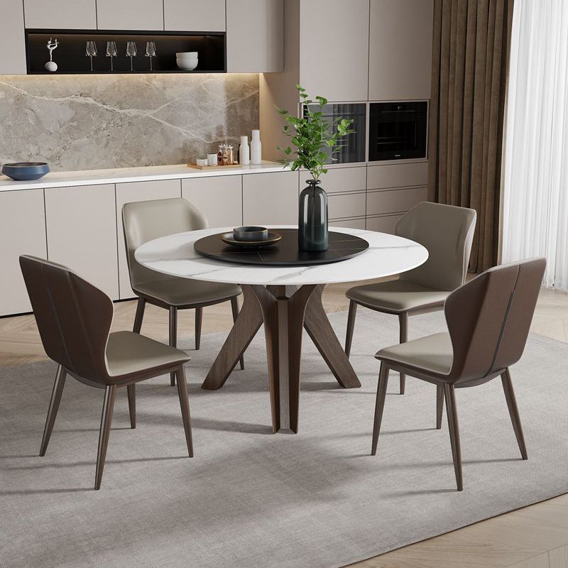 Round Stone Furniture Luxury Style Tripod Base Dining Room Collection with Turntable