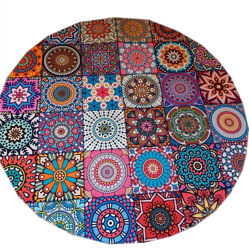 Chic Multi Color Persian Rug Polyester Flower Print Carpet Washable Anti-Slip Pet Friendly Rug for Home