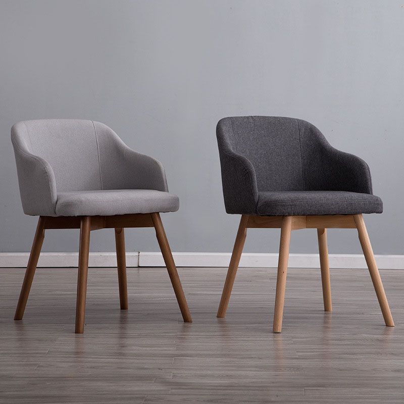Scandinavian Upholstered Home Arm Chair Solid Back Matte Finish Dining Chair