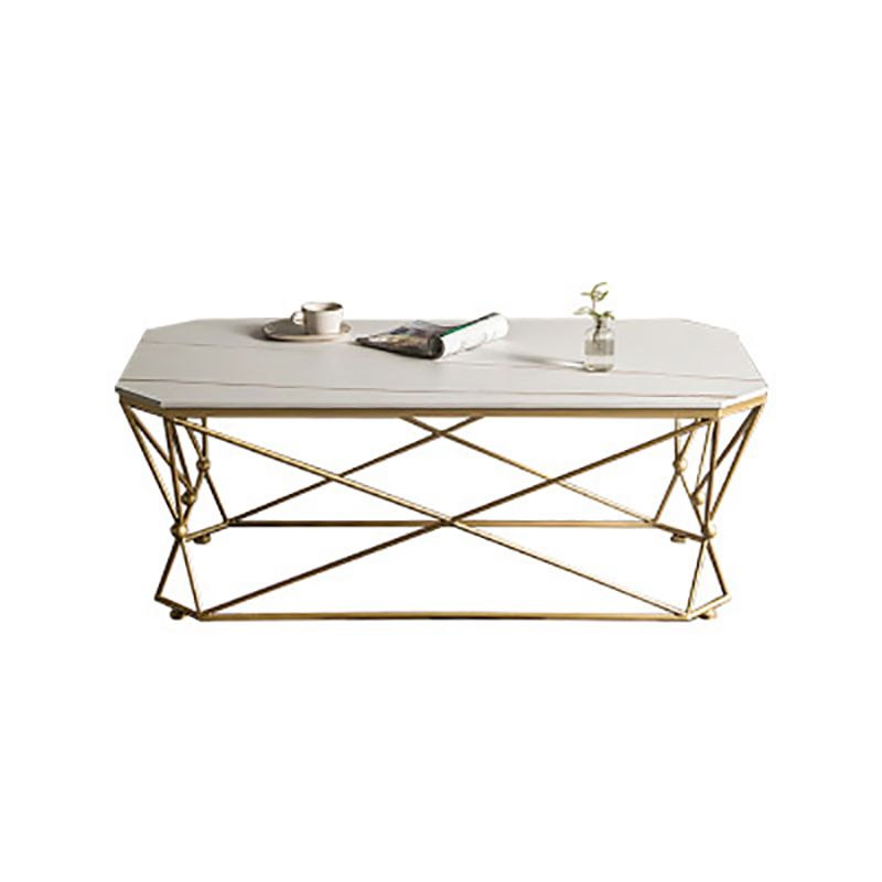 Glam Slate Coffee Table Gold Frame Coffee or End Table, 17.71" Tall
