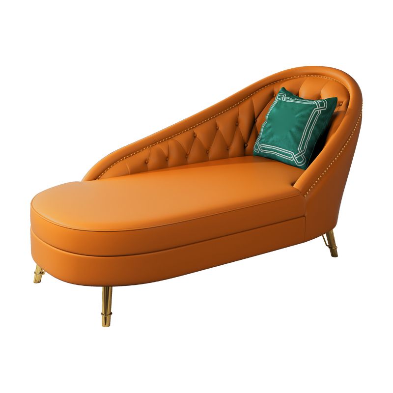 Living Room Chaise Rolled Arms Modern Chaise Lounge with Leather Upholster