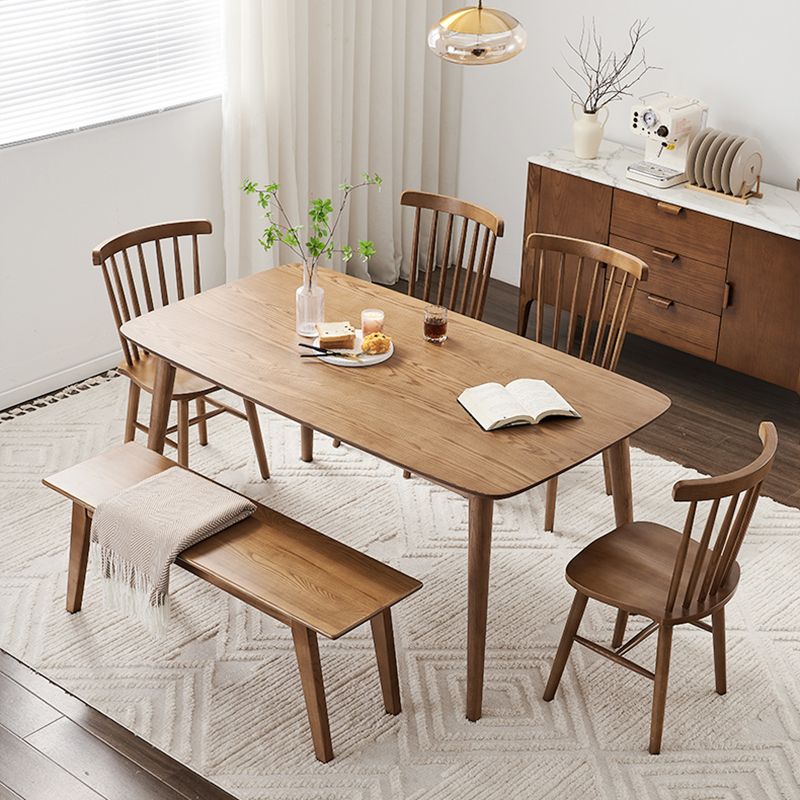 Modern Rectangular Space Saving Brown Walnut Dining Table with 4 Legs