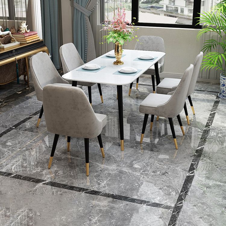 Contemporary Dining Table Set 1/2/7 Pieces Indoor Stone and Iron Dinette Set