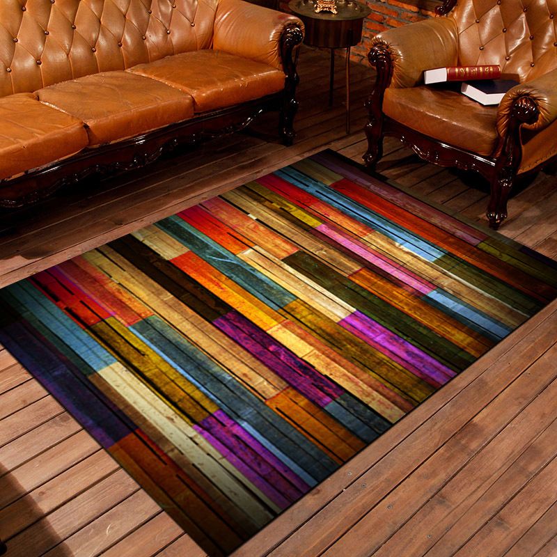 Personality Patterned Rug Multi Colored Nordic Carpet Synthetics Machine Washable Non-Slip Pet Friendly Rug for Great Room
