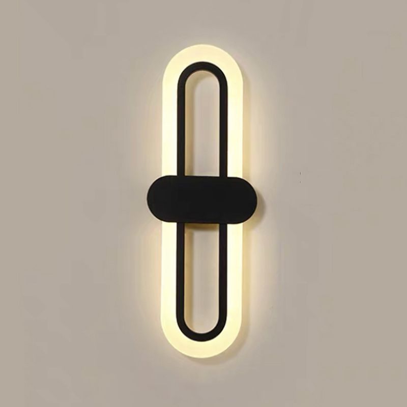 Minimalist LED Wall Lamp Ellipse Metal Sconce Lighting for Bedroom
