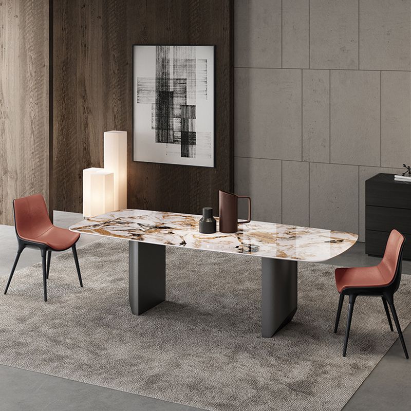 Contemporary Sintered Stone Table Rectangle Table Set 1/3/4/5 Pieces Dining Set