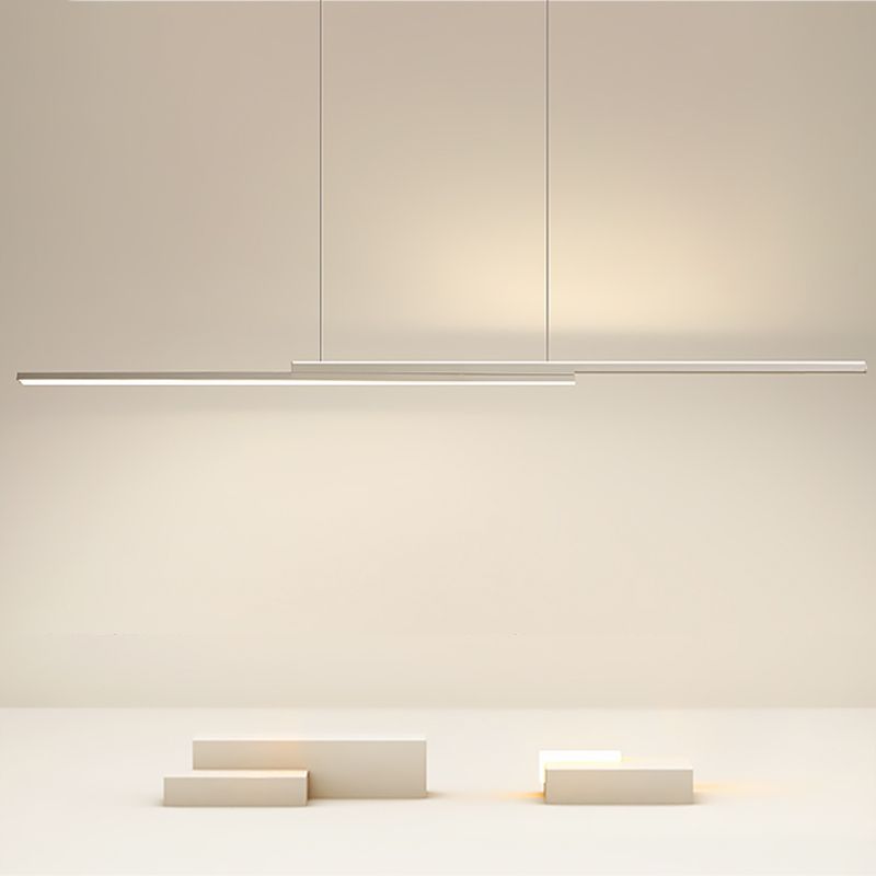 2 Light Linear Island Lighting Contemporary Metal Island Light Fixture