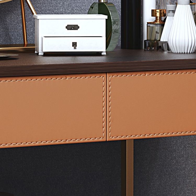 Glam 5-drawer Wooden Vanity Table 17.72" H Dressing Table with Gold Base