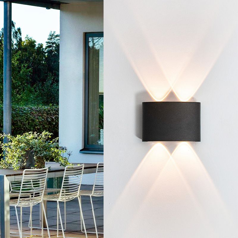 Black Outdoor LED Wall Lamp in Modern Concise Style Aluminium Rectangular Waterproof Wall Sconce