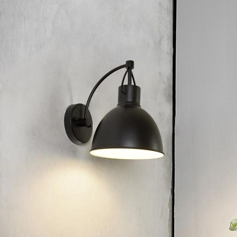 Bowl Shape Outdoor Wall Hanging Light Loft Iron 1-Light Black Sconce Light Fixture