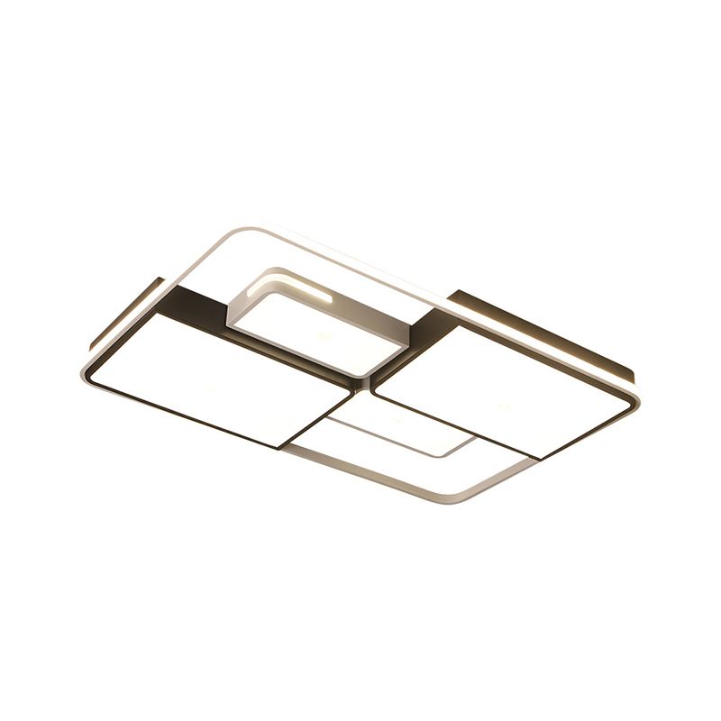 Square/Rectangle Ceiling Flushmount Warm/White Light Contemporary Led Flush Light Fixture in Black and White, 16"/19.5"/23.5"/35.5" W