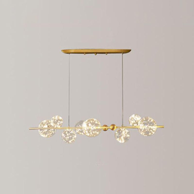 Moderne kugelförmige LED -Kronleuchter anheizt helles klares Glas Esszimmer hängen Licht in Gold