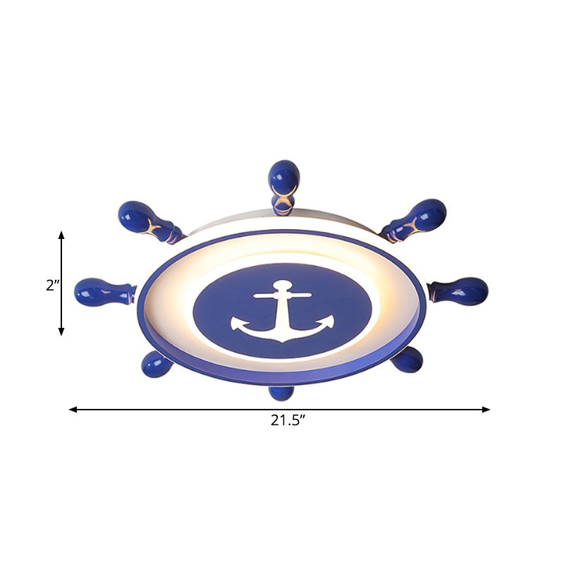 Rudder Flushmount Ceiling Fixture Modernism Acrylic LED Children Room Ceiling Flush Light in Blue, Warm/White Light