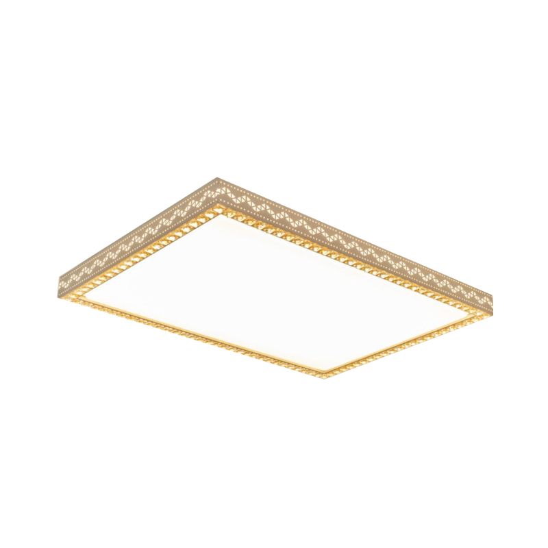Modern Rectangle Flush Mounted Light with Crystal Edging Design Metal Living Room LED Flush Lamp in White