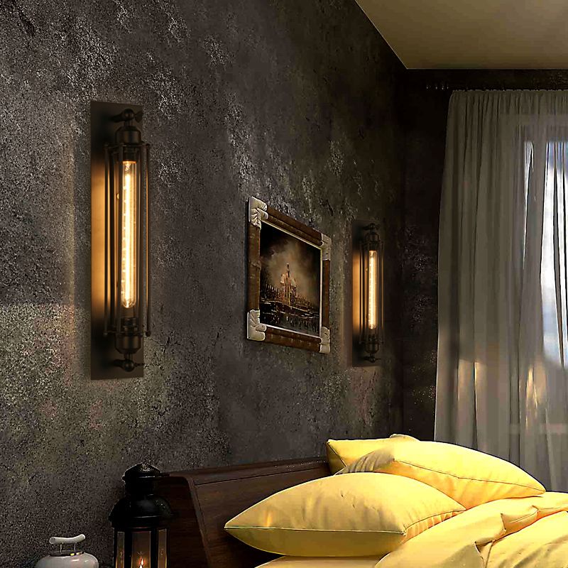 Industrial Style Iron Wall Mount Light Rectangle Shape Wall Lamp for Living Room