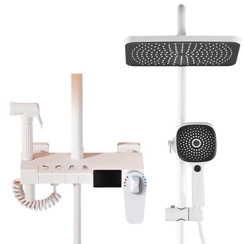 Wall Mounted Shower Arm Shower Faucet in White Metal Shower System Adjustable Water Flow