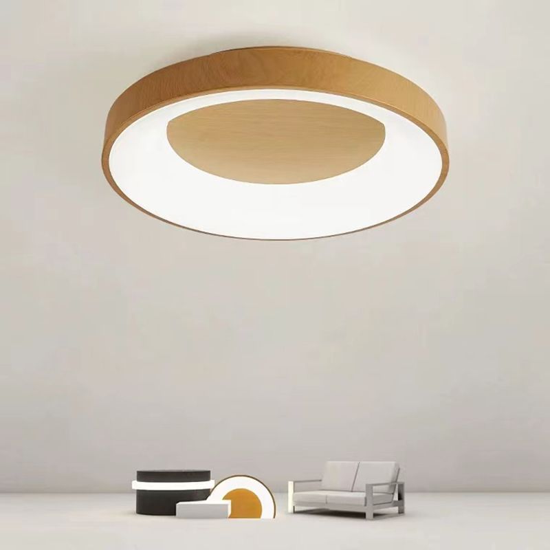 Metal Round Shape Flush Mount Light Modern 1 Light Flush Mount Lighting Fixtures in Brown