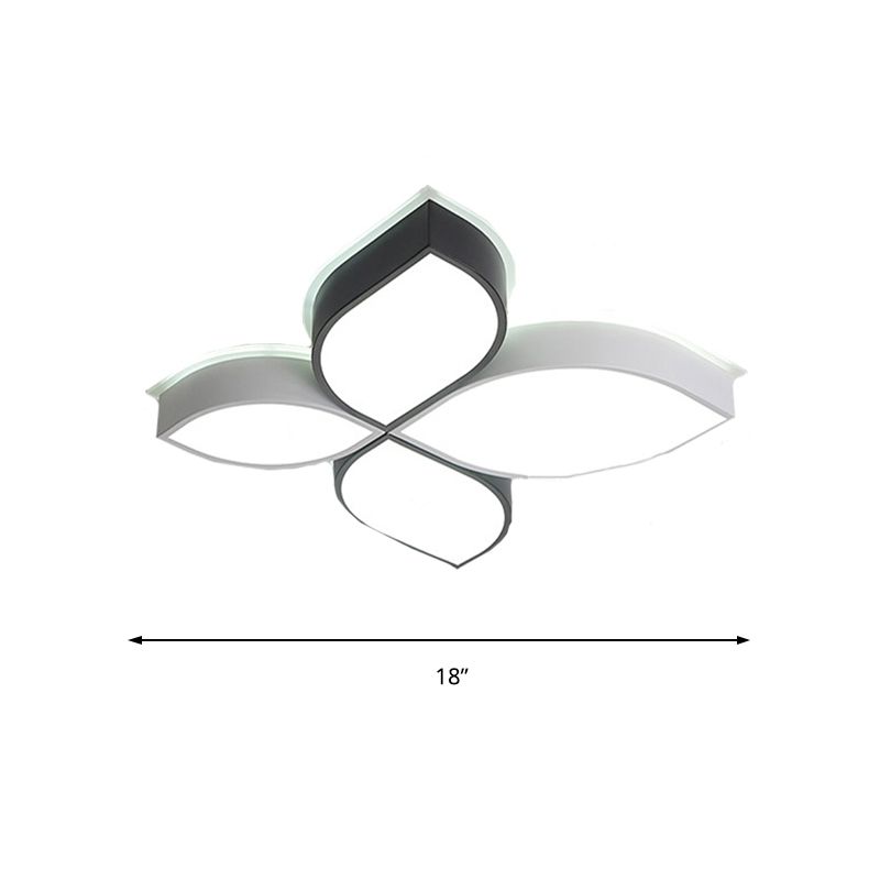 18"/23.5" Wide Bedroom LED Flush Mount Minimalist Acrylic Shaded Black and White Leaf Ceiling Light Fixture, White Light