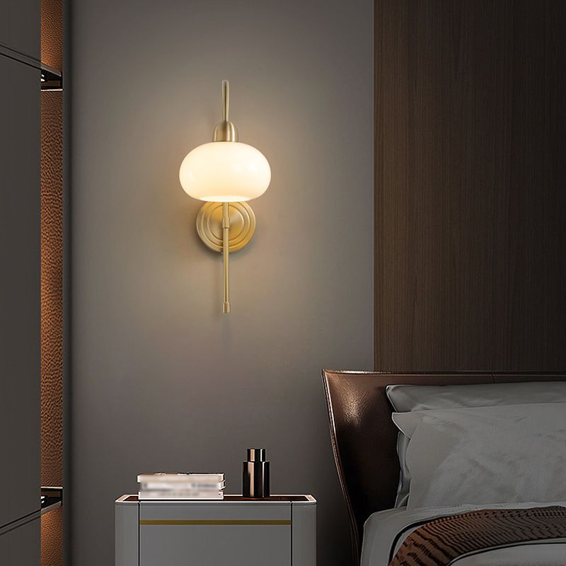 Modern Style Wall Lamp 1-Light Wall Mount Lamp with Glass Shade for Bedroom