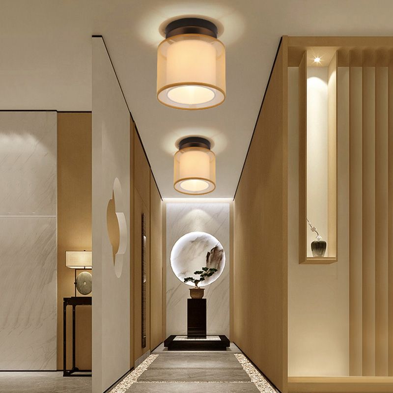 Inbouw plafondlamp in Aziatische stijl, stof, voor woonkamer, eetkamer