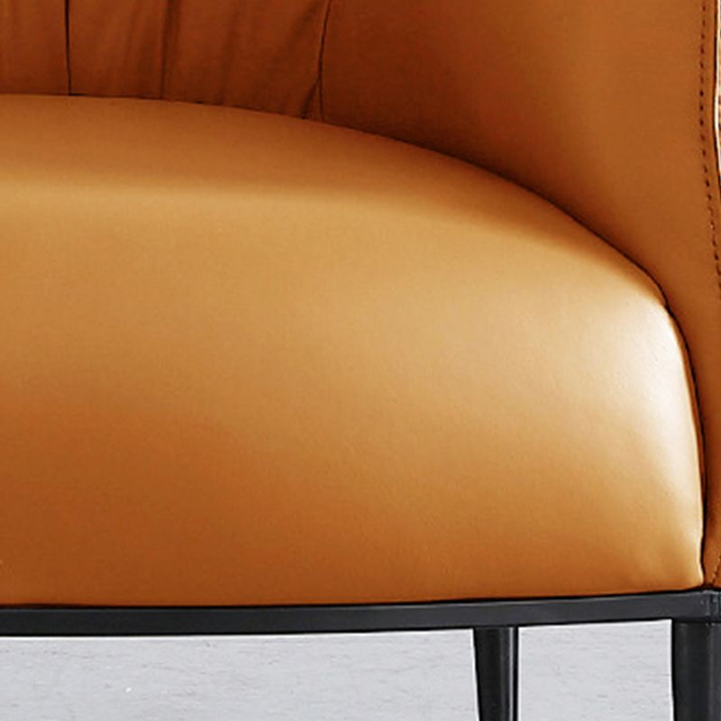 Solid Color Living Room Faux Leather Arms Included Basic Four Leg Barrel Chair