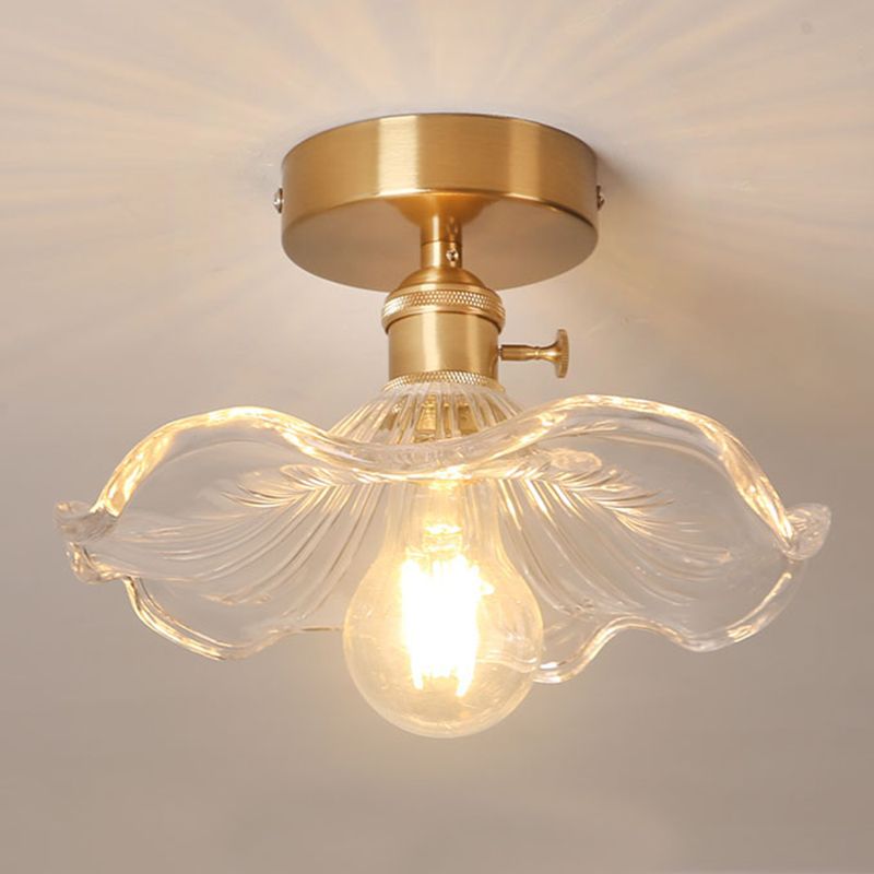 Plafonnier en forme de lotus, plafonnier en cuivre de style colonial pour couloir