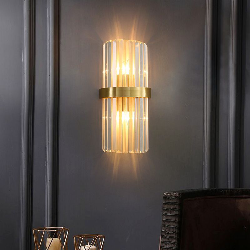 2-Light Geometric Wall Sconces Modern Crystal Wall Lamp for Bedroom