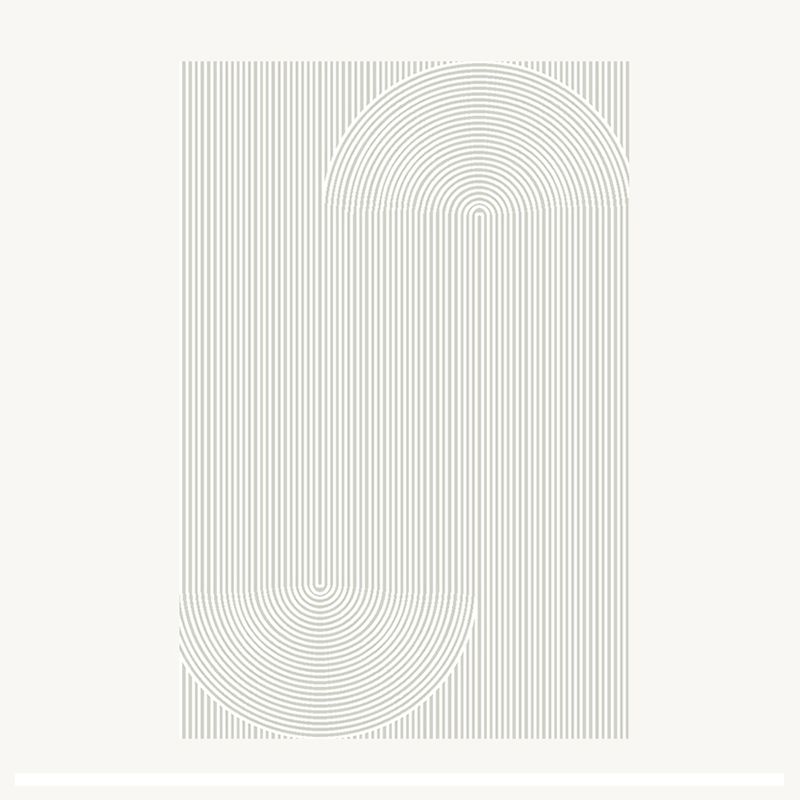 White Geometric Pattern Carpet Modern Polyester Rug Non-Slip Backing Rug for Living Room
