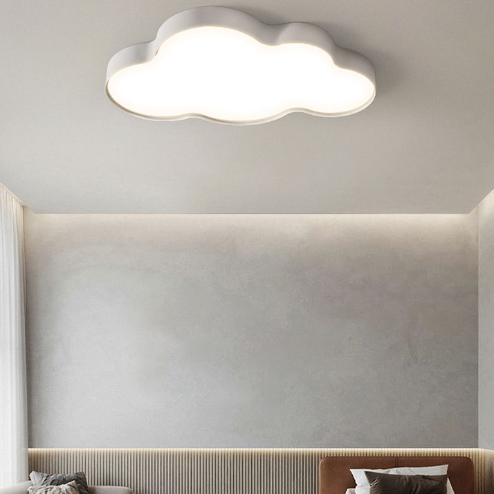 Cloud Shape Flush Light Modern Style Metal 1/2 Lights Flush Mount in White