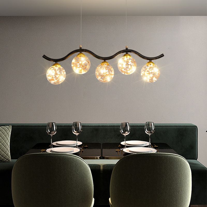 Kugelförmige Forminselanhänger zeitgenössisches Glas 5 leichte hängende Lichter