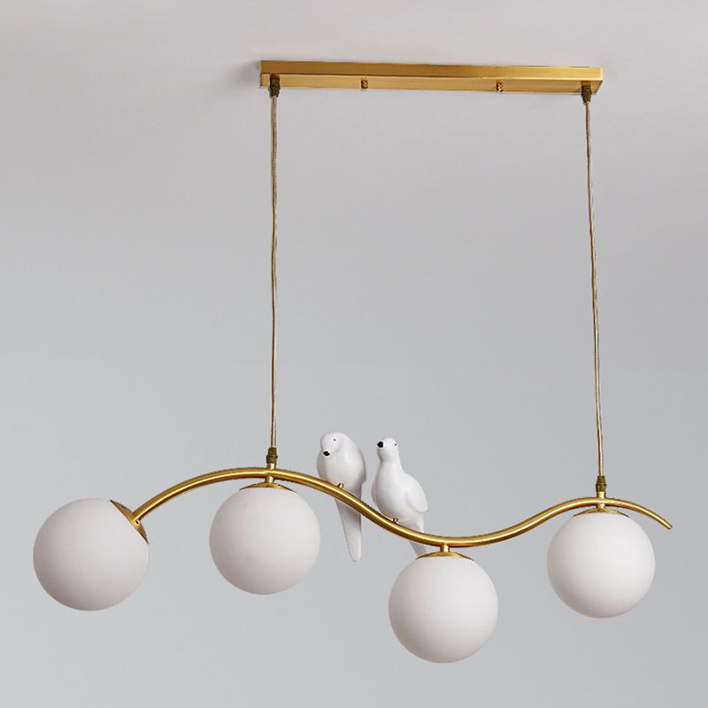 Industrial Style Globe Shape Island Lights Metal 3/4 Lights Pendant Light in Gold