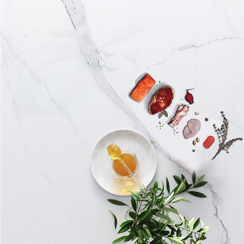 Modern Style Sintered Stone White Dining Set Standard Rectangle Shape Dining Set with 4 Legs Base