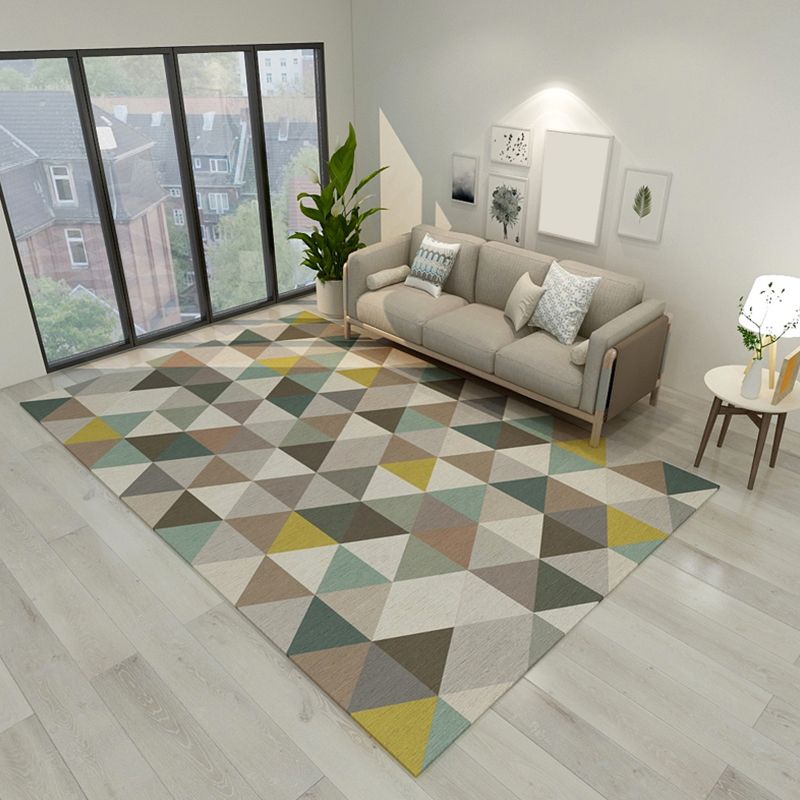Ungewöhnlicher Teppich mit nahtlosen geometrischen Formen, mehrfarbiger, zeitgenössischer Teppich, Polyester, rutschfeste Rückseite, für Heimdekoration
