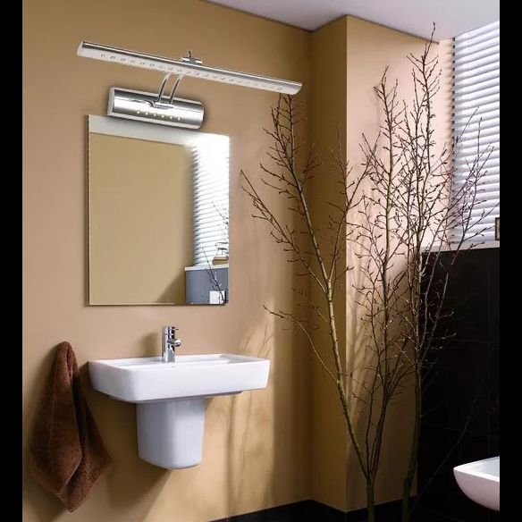 Modern Simplicity Elongated Vanity Light Fixture Stainless Steel Wall Lighting Fixtures for Bathroom