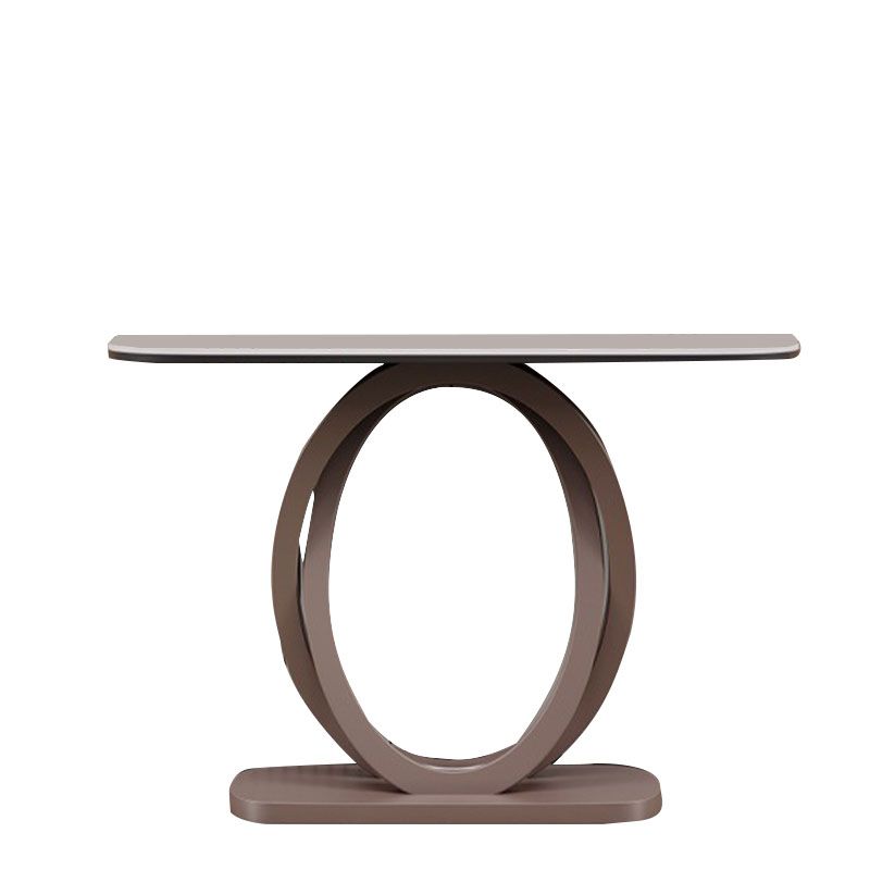 Contemporary Stone Accent Table Half Moon Sofa Console Table for Hall
