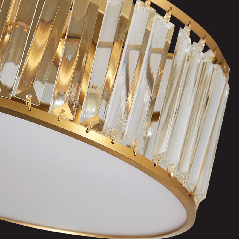 Crystal Drum Flush Lighting Minimal Flush Ceiling Light Fixture
