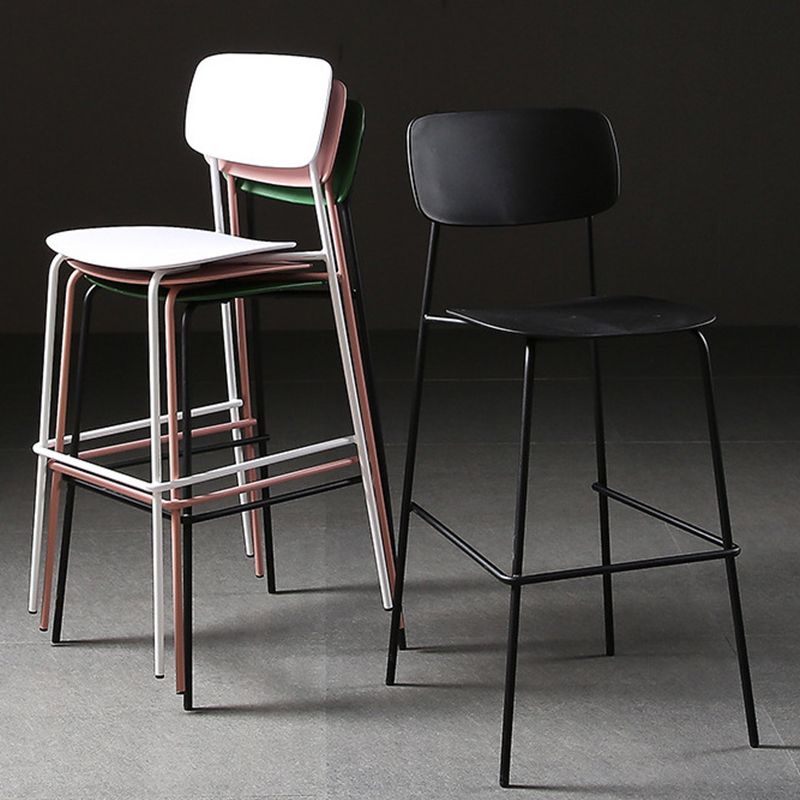 Modern Plastic Bar-stool Square Seat Counter Bar Stool with Metal Legs