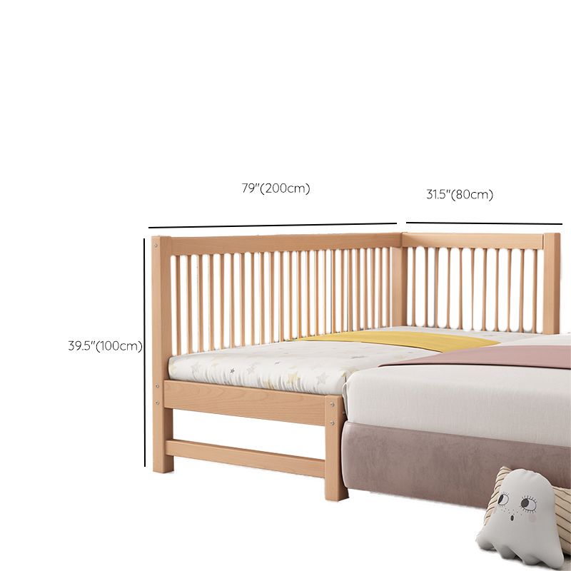 Solid Wood Contemporary Washed Nursery Crib Brown with Guardrail