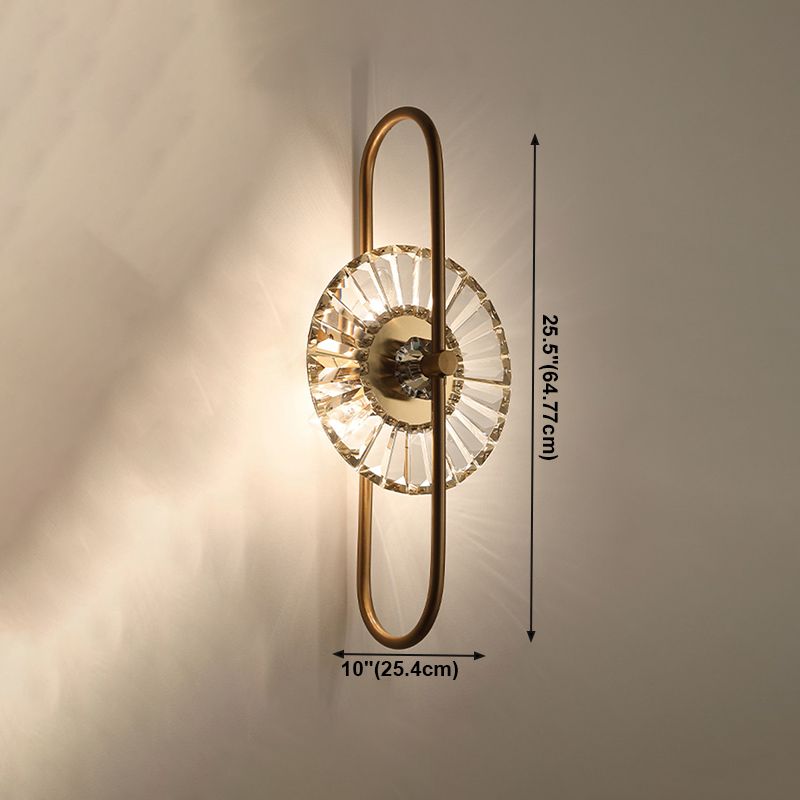 Contemporary Round Sconce Lights Metal and Crystal 3 Lights Wall Mount Light Fixture