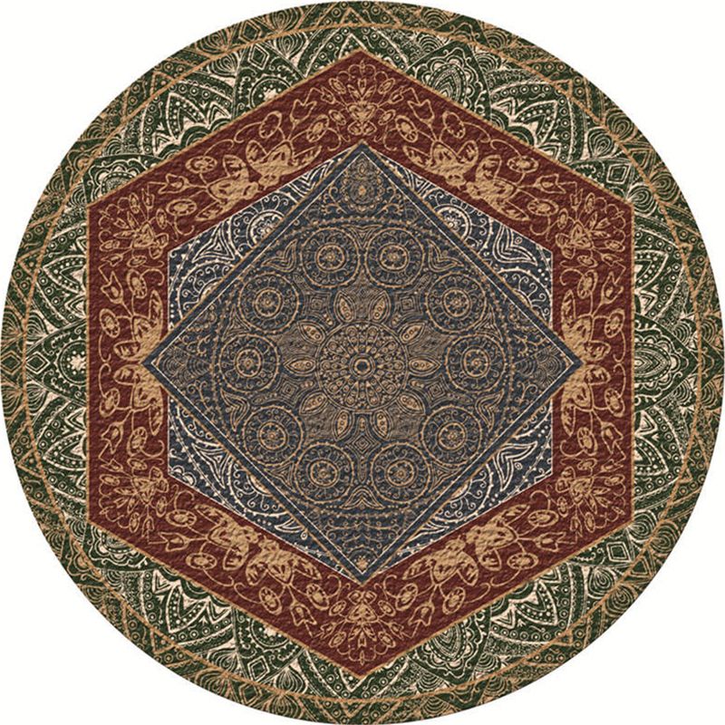 Moroccan Living Room Rug Multi-Color Flower Rug Polyester Machine Washable Stain Resistant Non-Slip Backing Area Carpet