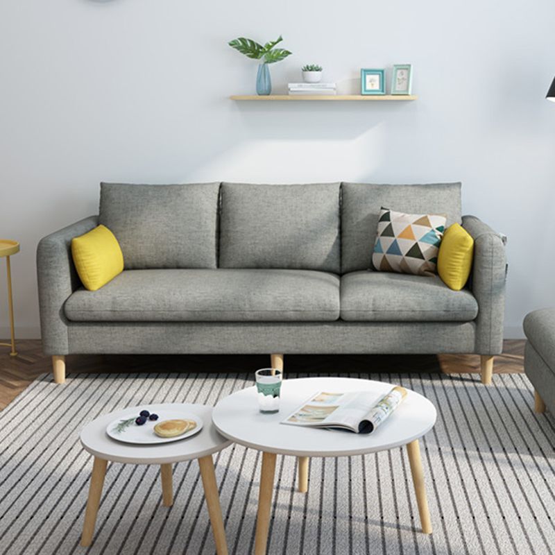 Contemporary Fabric Slipcovered Square Arm Pillows Standard Seating